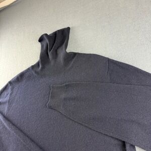 Isaia Napoli Sweater Men's XL Blue Cashmere Silk Wool Blend Rollneck Turtleneck